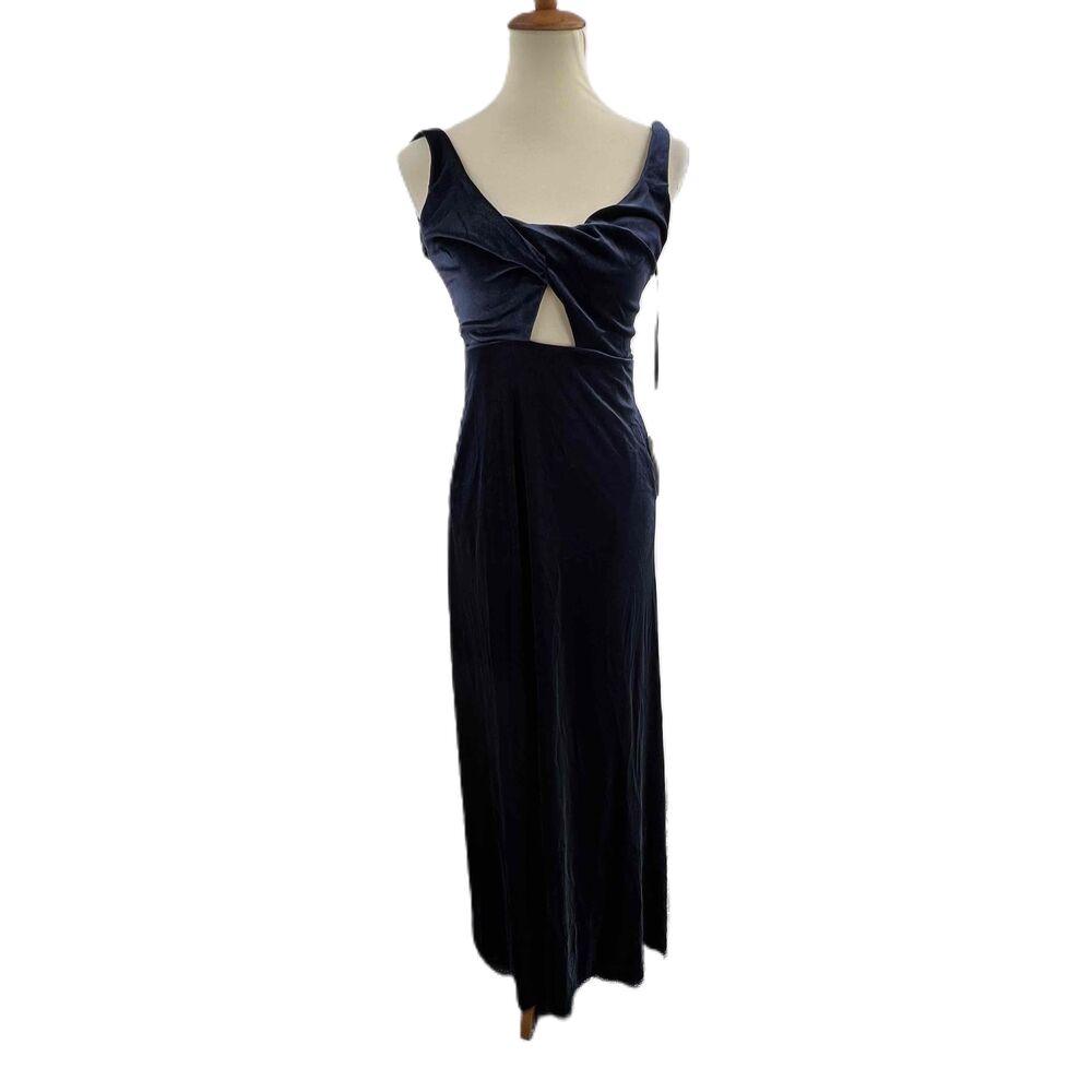 Lovely Blue Velvet Cut-Out Maxi Dress Sleeveless Womens Size‎ 0 New